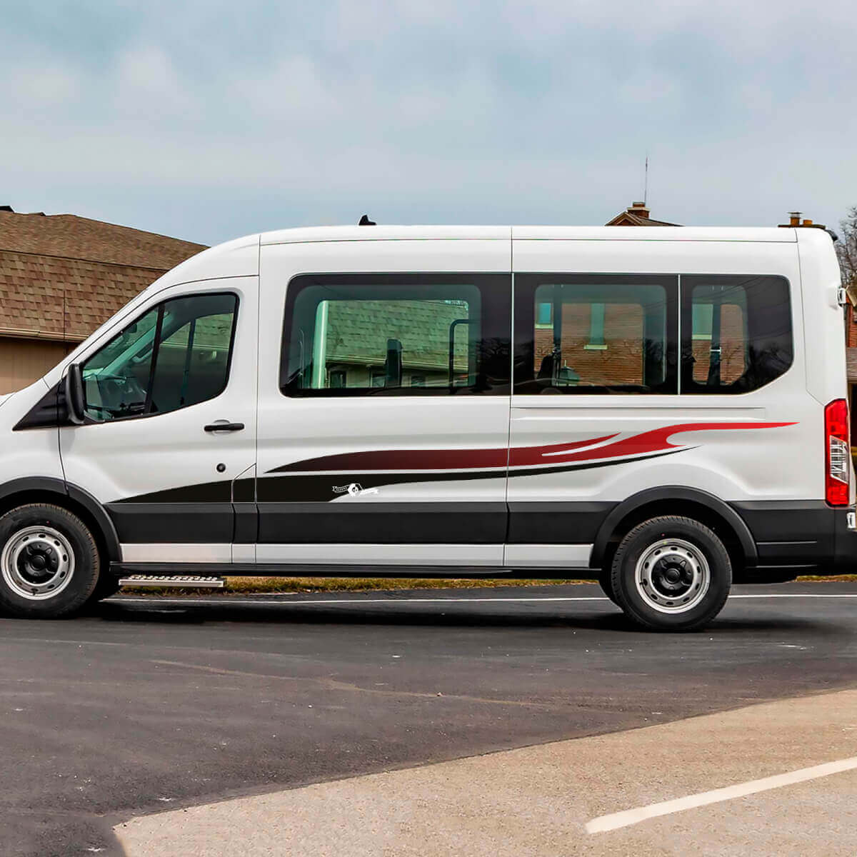 Adesivo in Vinile con Grafiche a Strisce Laterali Gradienti Fiamma per Musclecar Transit