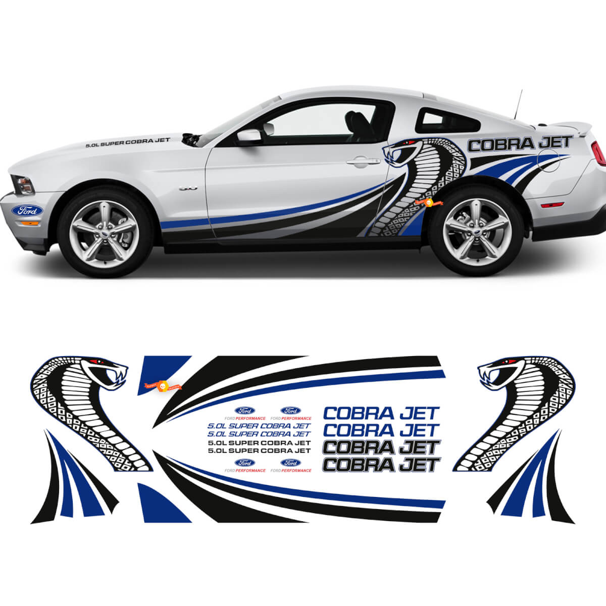 Cobra Jet Side Graphic decalcomanie adesive kit da corsa per Ford Mustang
