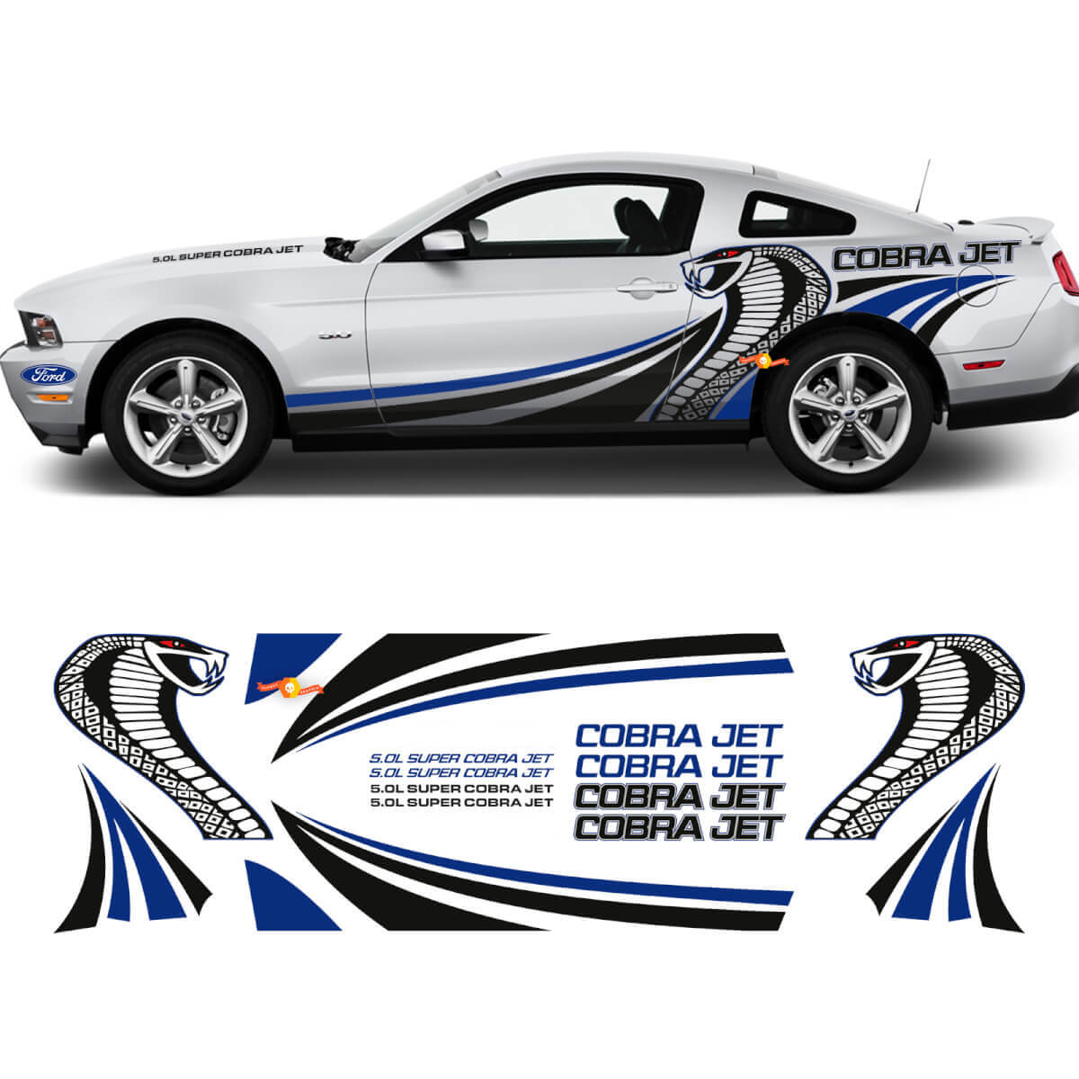 Cobra Jet Side Graphic decalcomanie adesive kit da corsa per Ford Mustang
