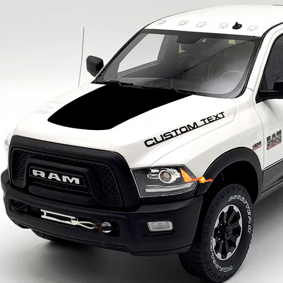 Kit di Adesivi in Vinile per Cofano con Testo Personalizzato e Effetto Blackout per Dodge Ram 2500