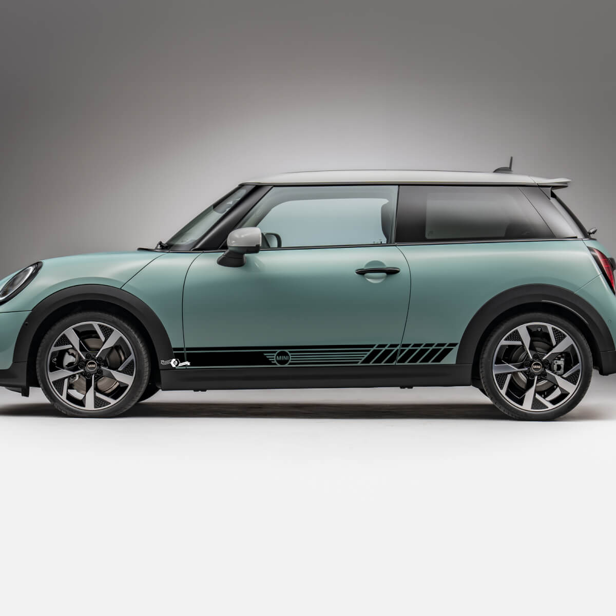 Decalcano grafico a strisce da corsa per le mini cooper
