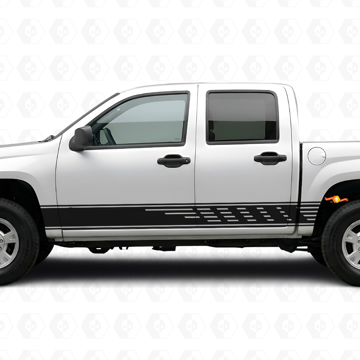 Adesivi Vinile a Fasce Sfalsate per Porta e Minigonne per Chevrolet Colorado 1ª Gen 2004-2012