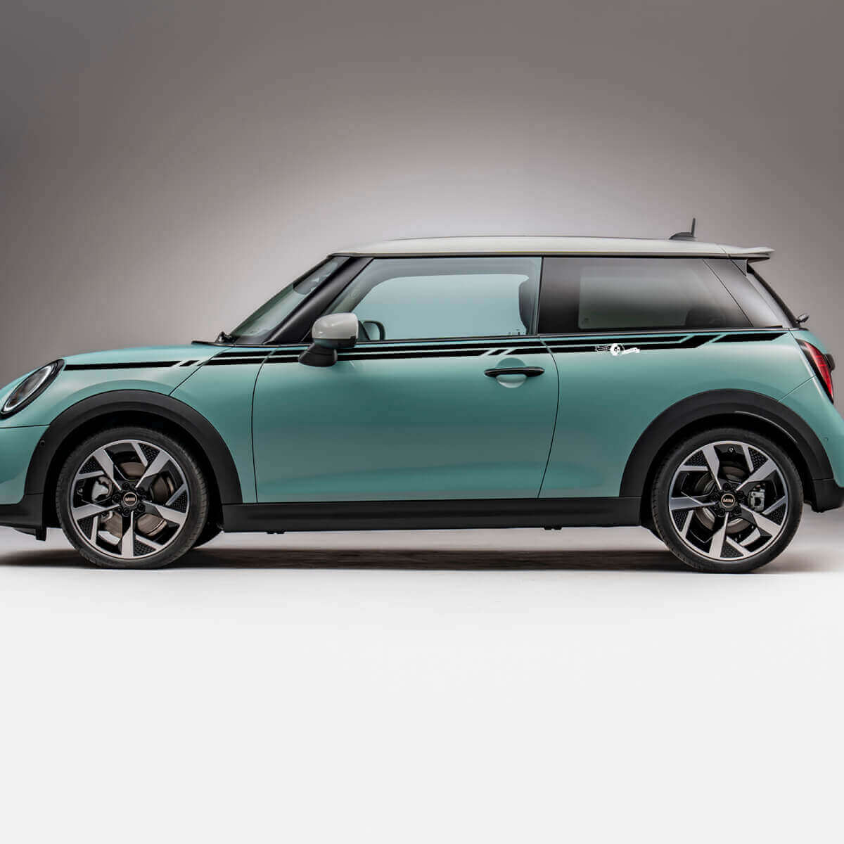 Adesivo Decalcomania Grafica Strisce Laterali Geometriche da Corsa 2 per Mini Cooper S