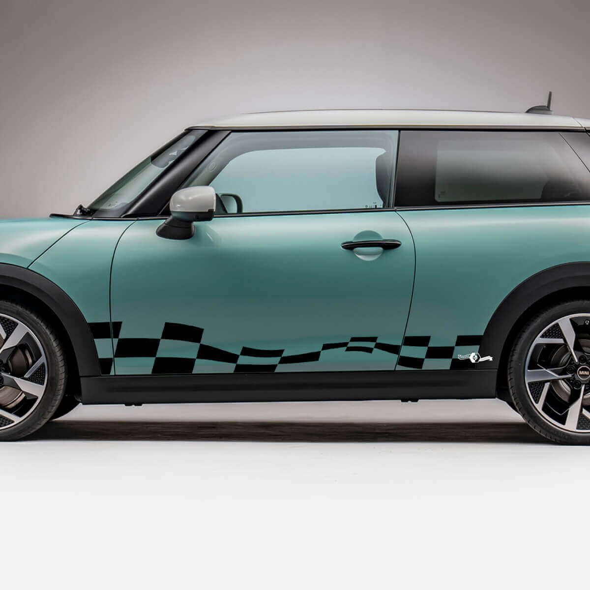 Adesivo Grafica a Scacchiera Laterale Flag Side Racing per Mini Cooper S