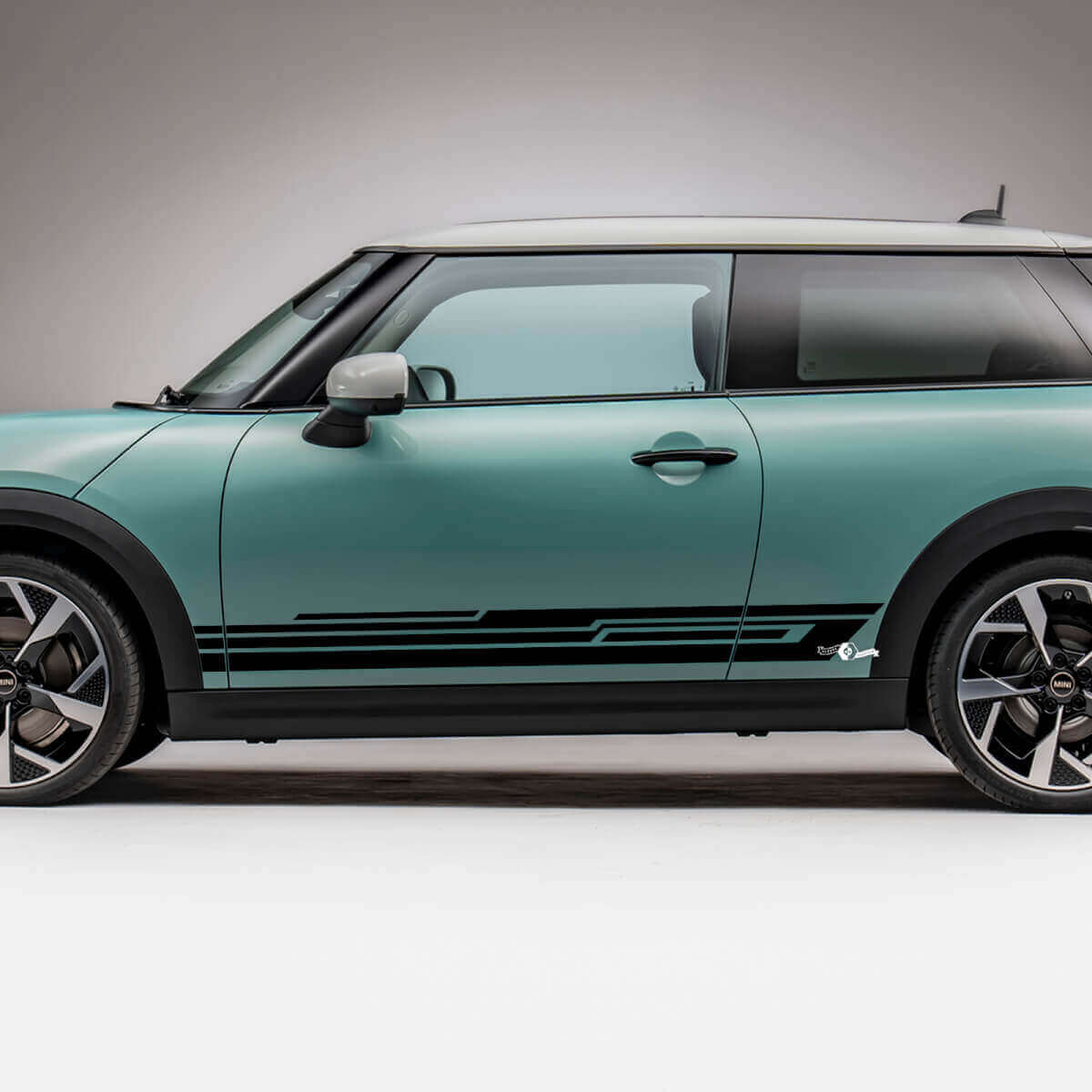 Adesivo Grafico Strisce Laterali Geometriche da Corsa 3 per Mini Cooper S