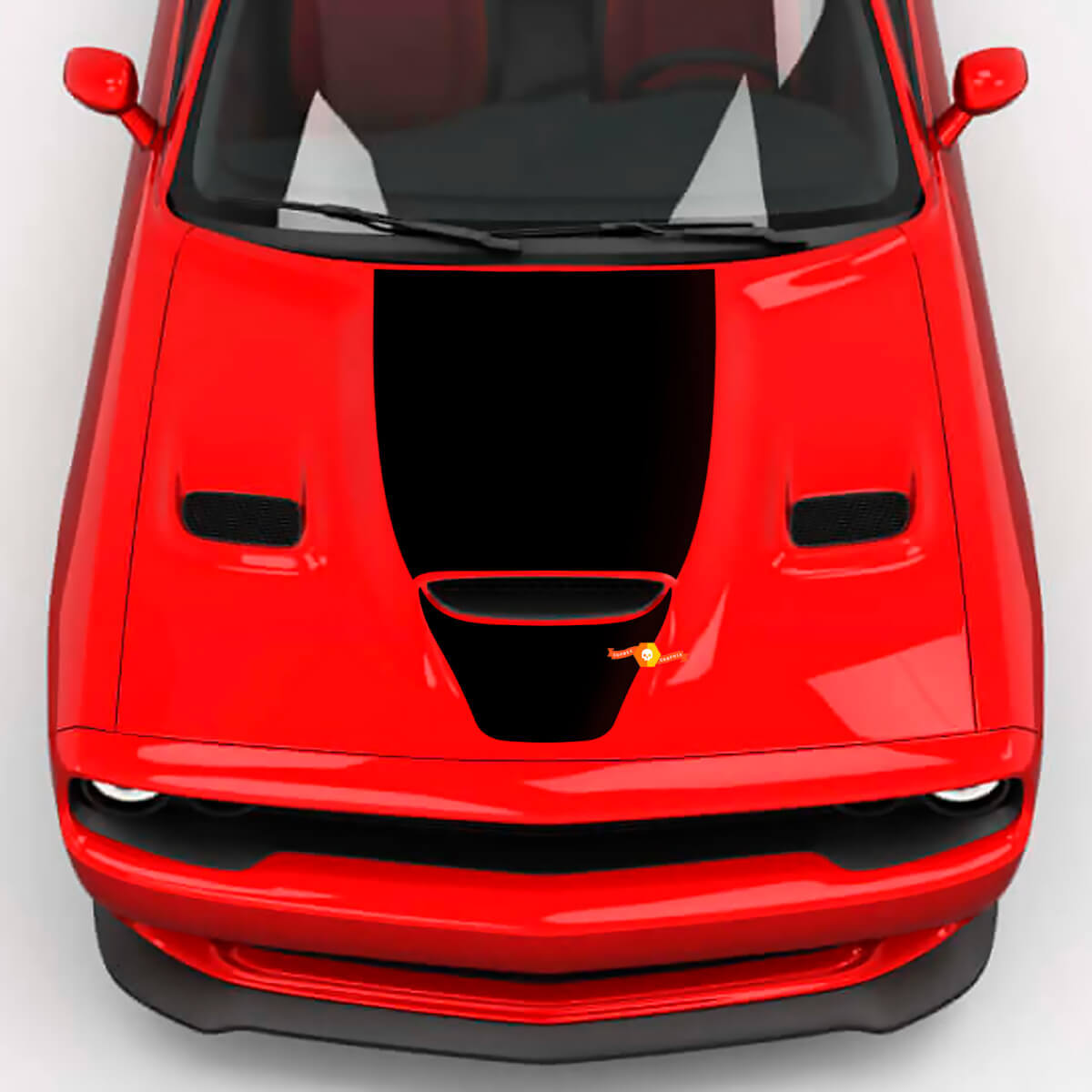 Wrap Wrap Hood Central Hemi Cappuccio Blackout Decal Vinyl Decal per Dodge Challenger
