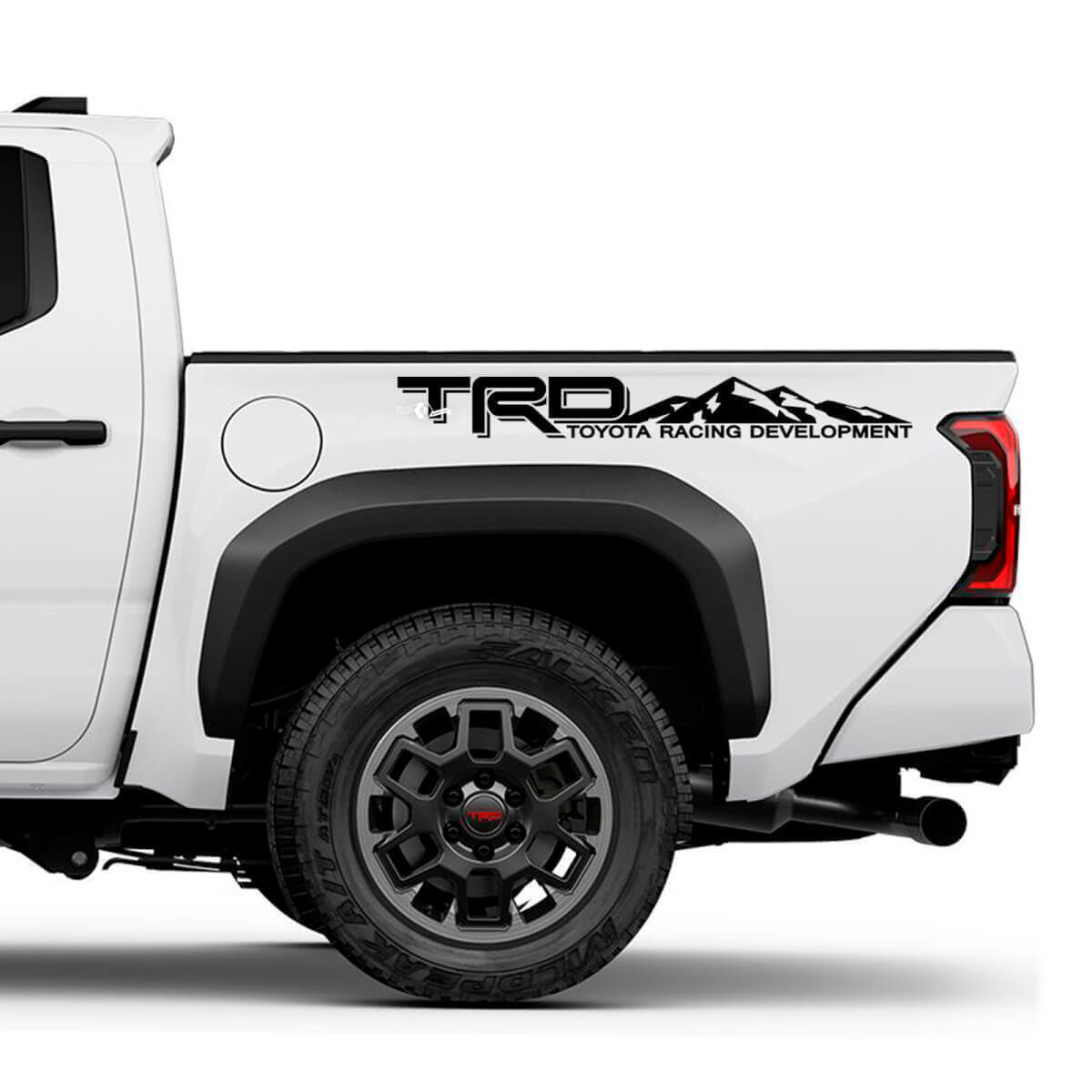 Adesivi TRD Off Road Mountains per fiancate letto del camion per Toyota Tacoma
