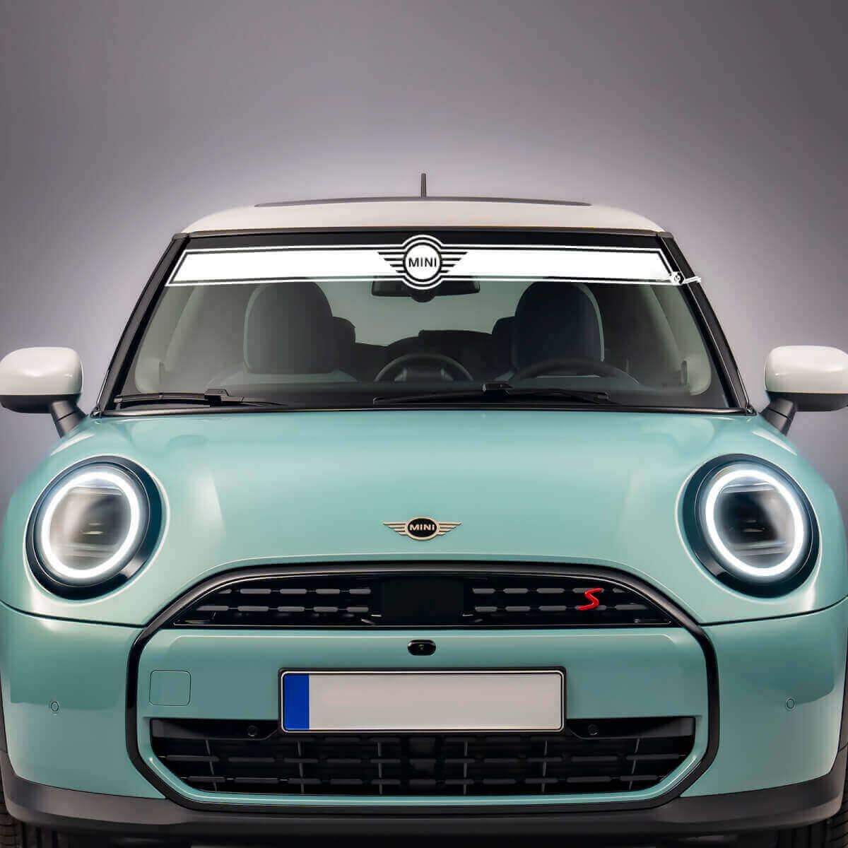 Adesivo in Vinile con Striscia e Logo Mini per Parabrezza Mini Cooper S