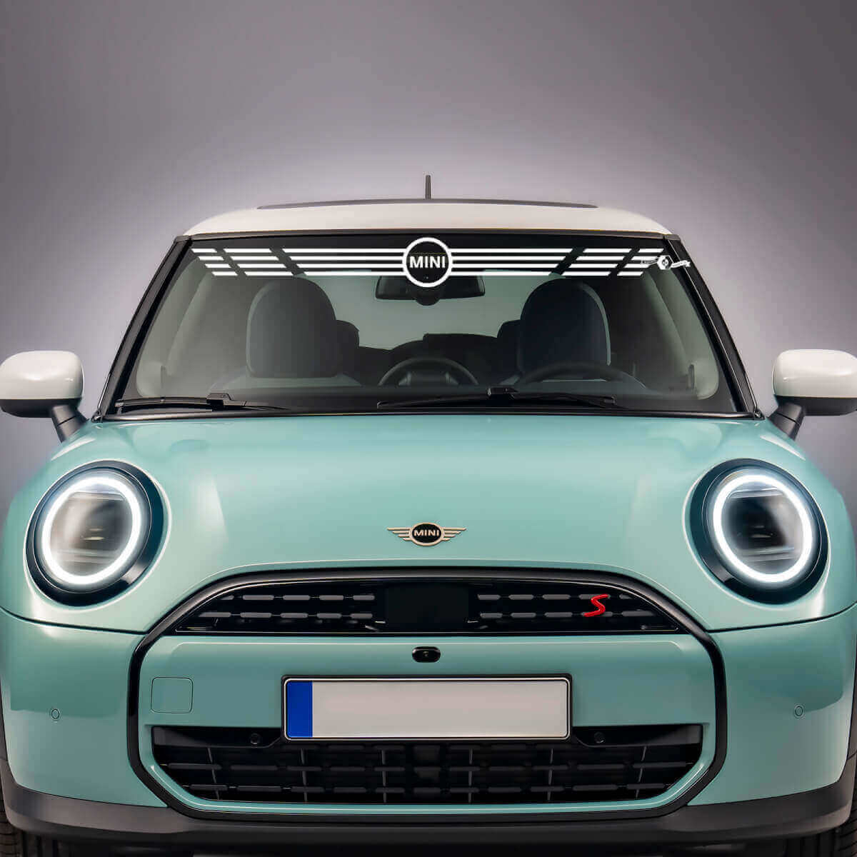 Adesivo in Vinile a Strisce con Logo Mini per Parabrezza Mini Cooper S