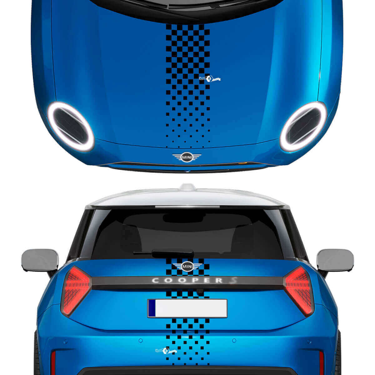 Adesivo in vinile con striscia a scacchi per cofano e posteriore Mini Cooper per Mini Cooper S