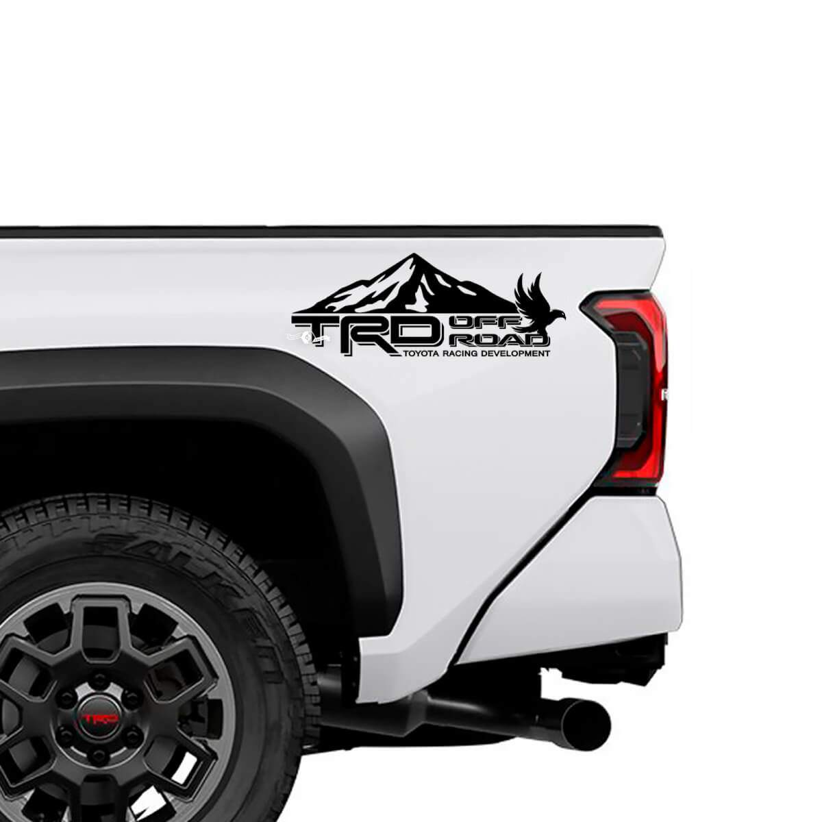 TRD OFF OFF ROAD MONTAGNE Porte per uccelli Adesivi per camion del letto laterale per Toyota Tacoma 4th Gen
