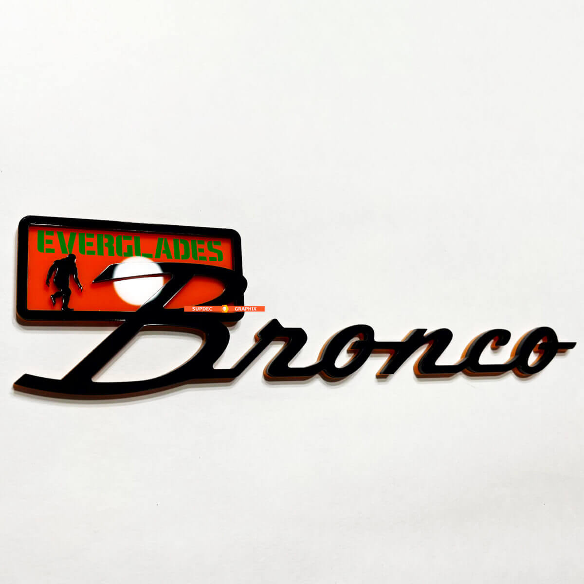 BRONCO Everglades Fender Badges Emblema del portellone del portellone 3D Black Black vs Orange
