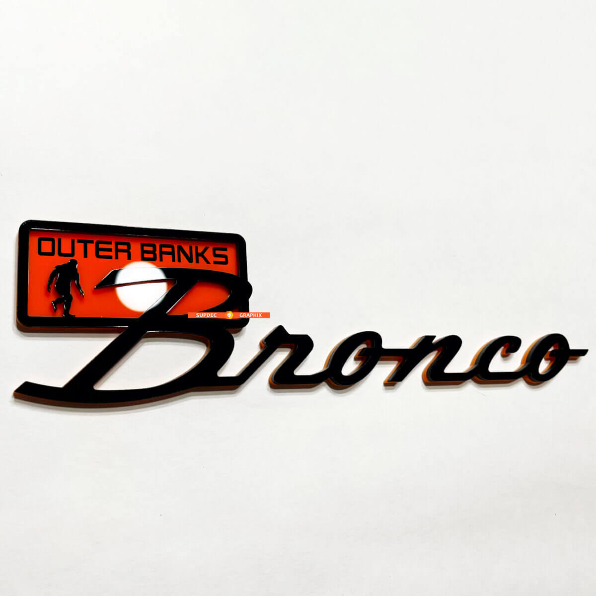 BRONCO Everglades Fender Badges Emblema del portellone del portellone 3D Black Black vs Orange
