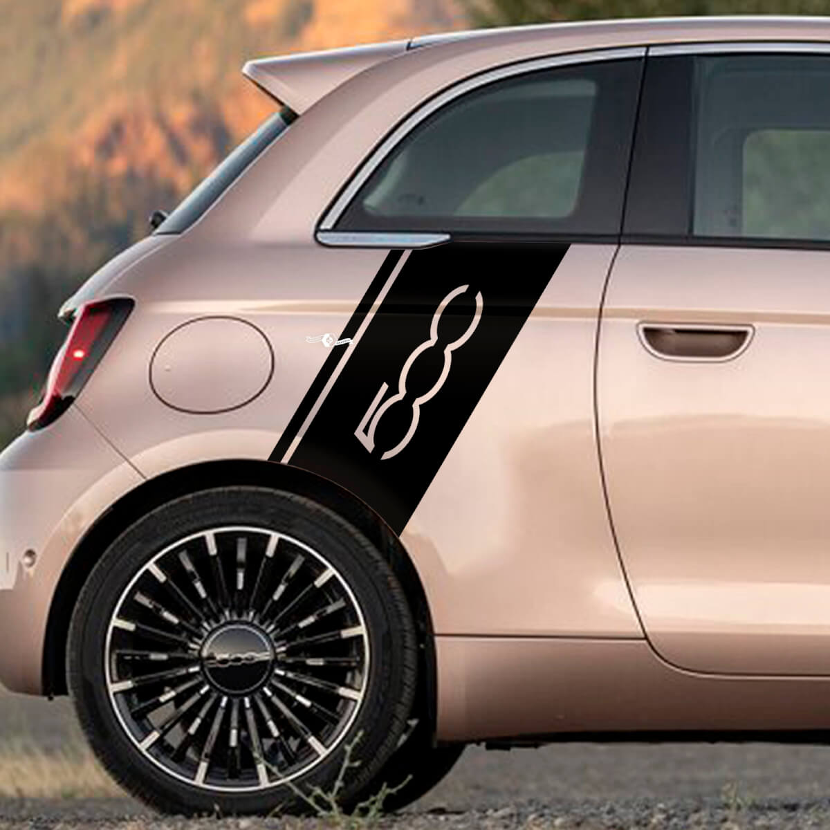 Strisce grafiche laterali a strisce di parafango posteriore per Fiat 500
