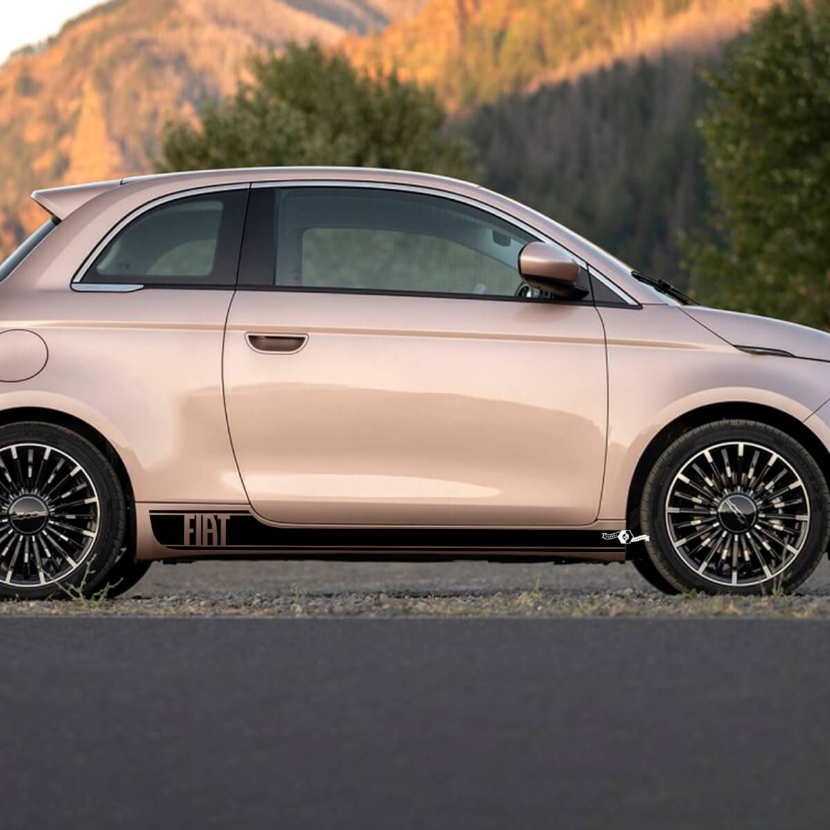 Strisce grafiche laterali a strisce a strisce di bilancini per Fiat 500
