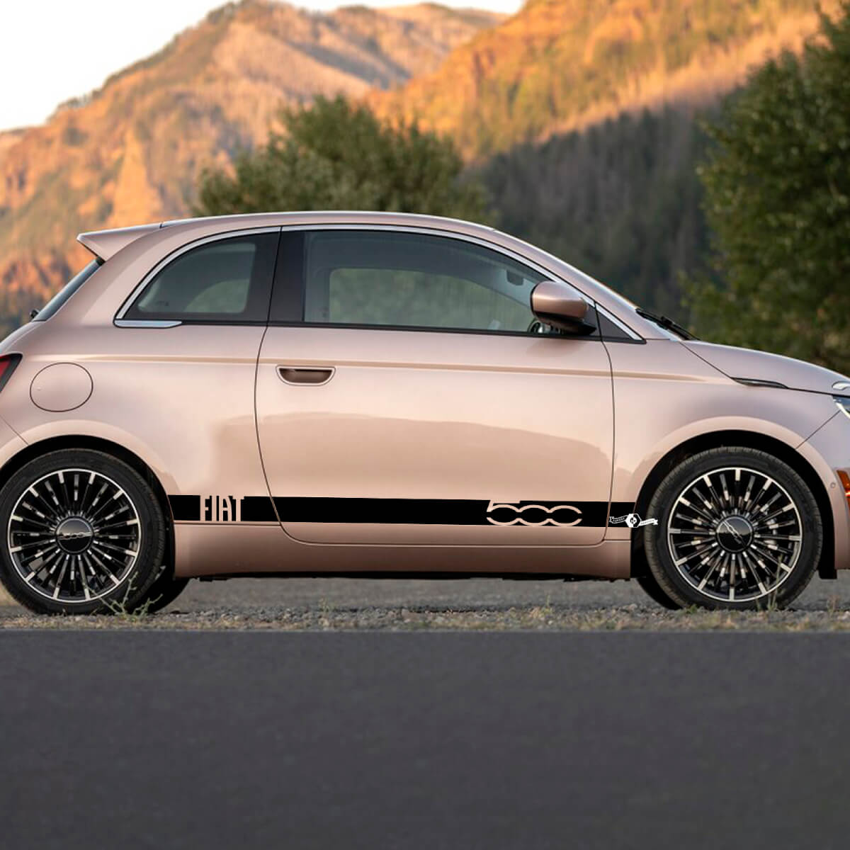 Strisce grafiche laterali a strisce a strisce di bilancini per Fiat 500 3
