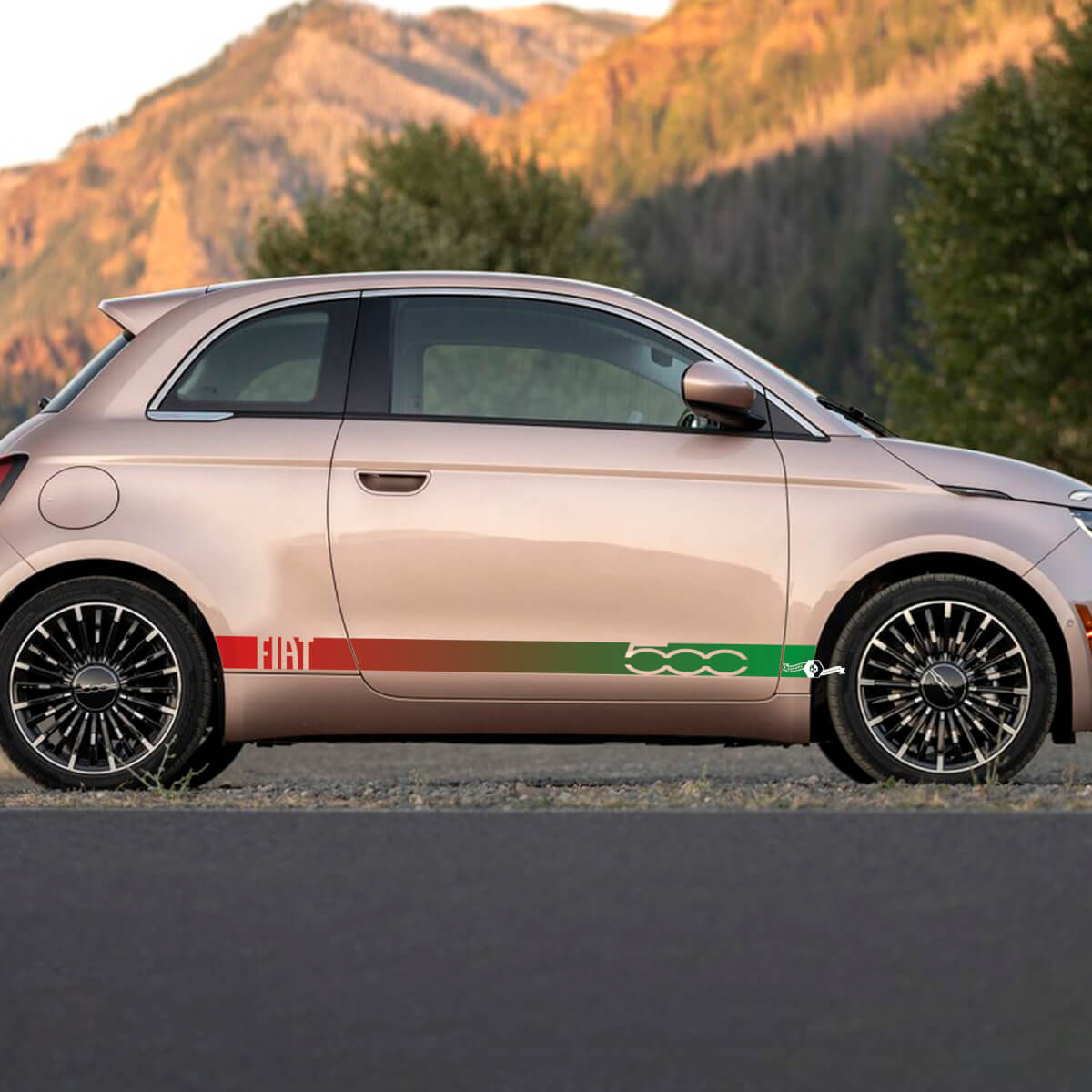 Strisce grafiche laterali a strisce a strisce di bilancini per Fiat 500 3
