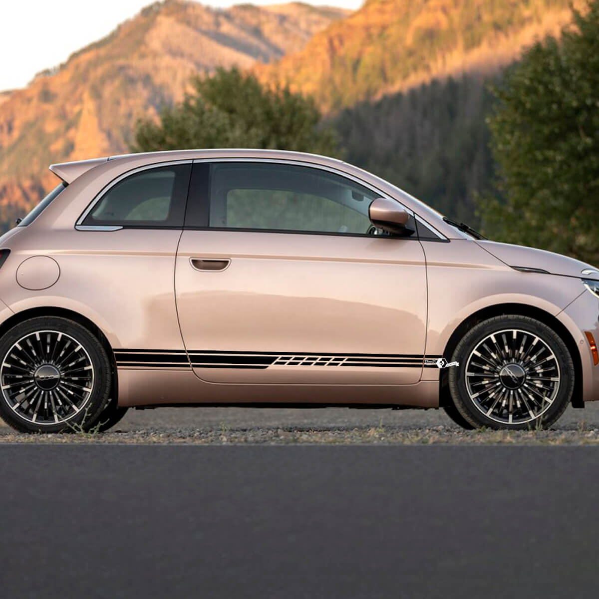 Strisce grafiche laterali a strisce a strisce di bilanciere per Fiat 500 4
