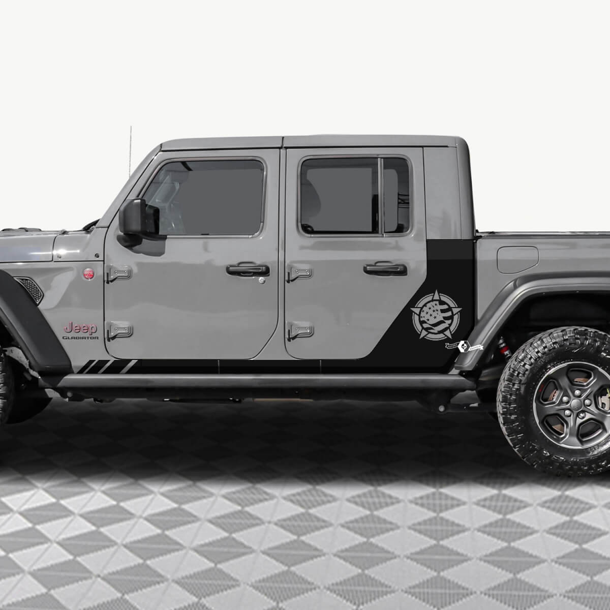 STAR MILITALE US Bandiera US Porte posteriori laterale Adesivo per decalcomania in vinile Fit Jeep Gladiator
