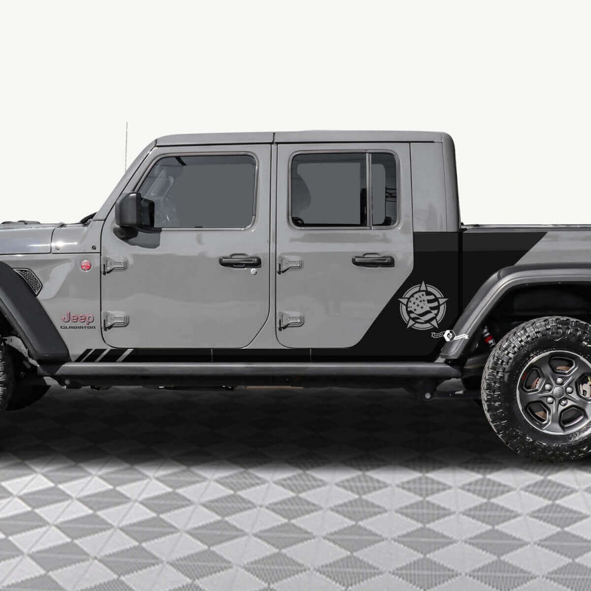 Sticker adesivo in vinile per portiere posteriori con bandiera stellata militare USA adatto a Jeep Gladiator 2
