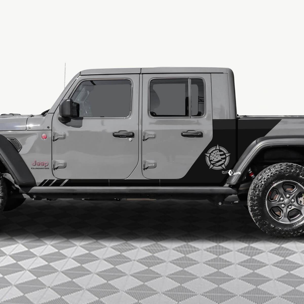 STAR MILITALE US Bandiera US Porte posteriori laterale Adesivo per decalcomania in vinile Fit Jeep Gladiator 2
