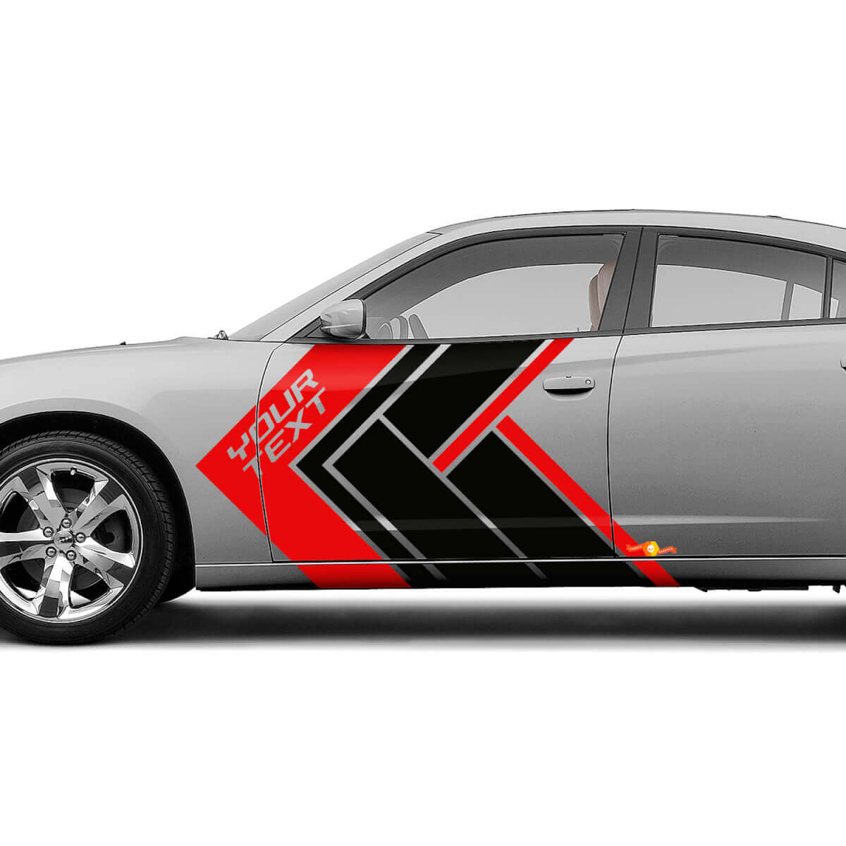 Kit di Adesivi in Vinile a Fasce Laterali Stile Geometrico con Lettere Personalizzate per Dodge Charger