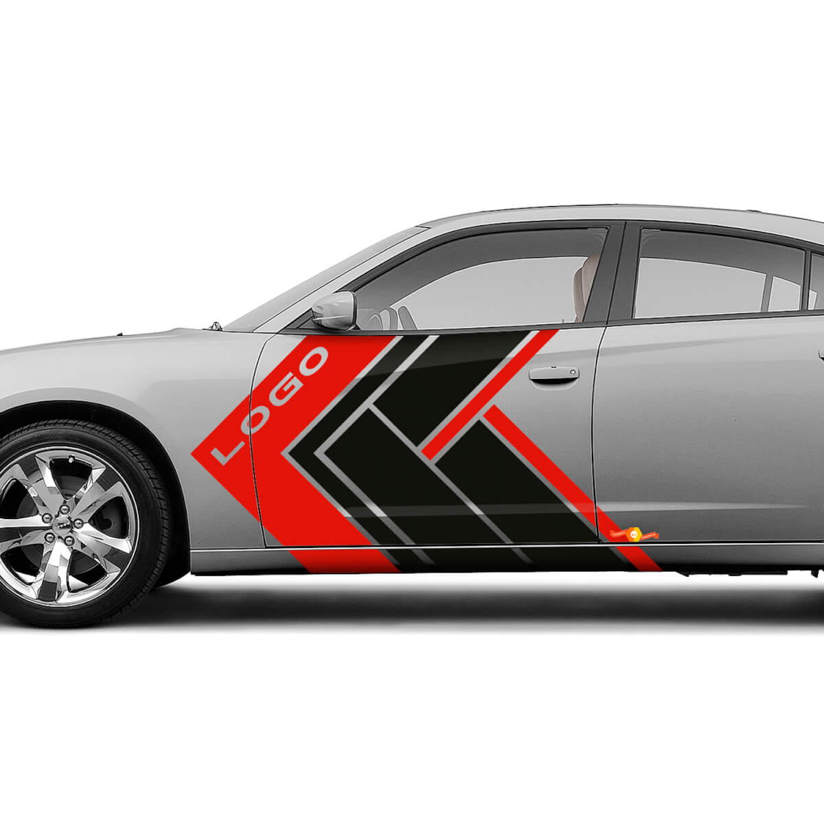 Kit di Adesivi in Vinile con Strisce Laterali Geometriche e Logo Personalizzato per Dodge Charger