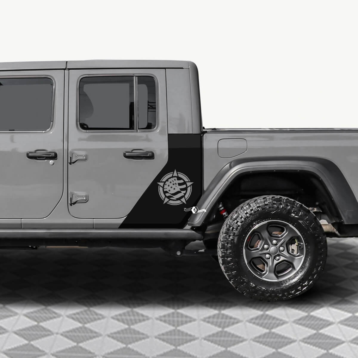 Sticker in vinile per portiere posteriori con bandiera a stelle US Military Star adatto a Jeep Gladiator 3
