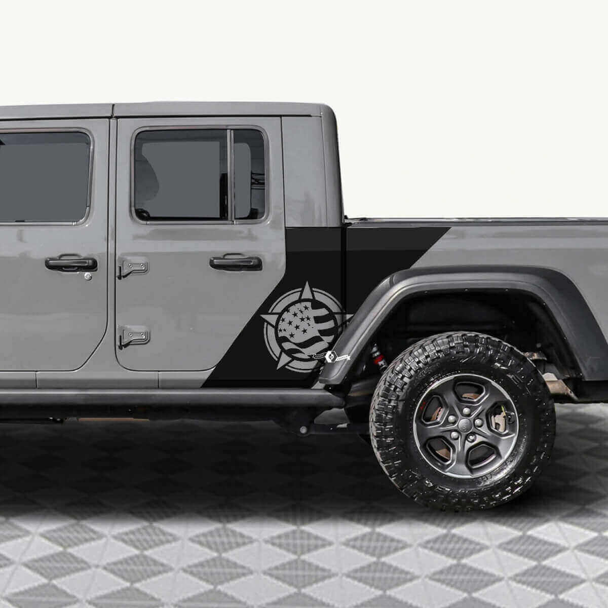 Adesivo Vinile Decalcomania 2 per Porte Posteriori con Bandiera USA Military Star per Jeep Gladiator