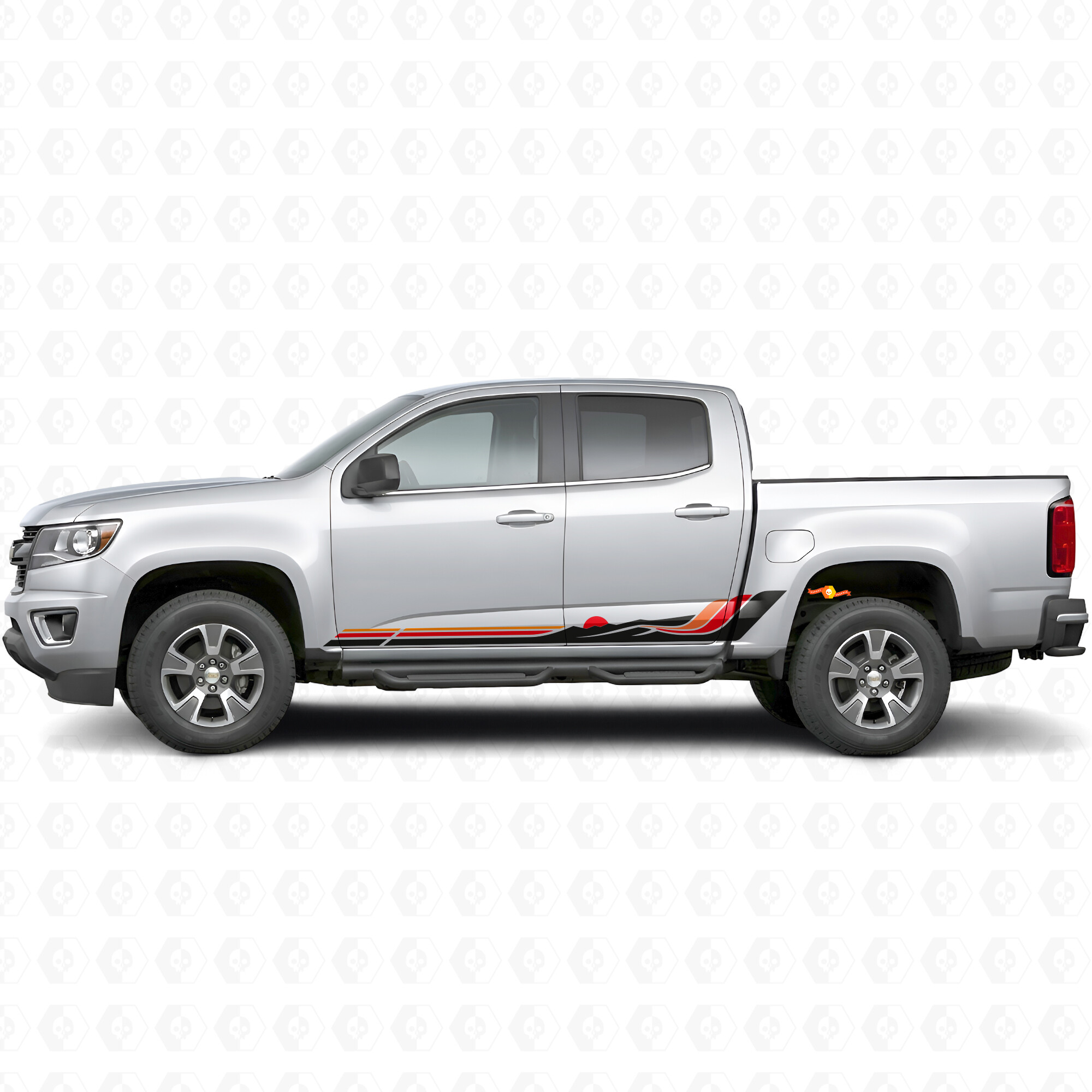 Strisce in vinile Retro Mountain Wave per porte e pannelli sottoporta per Chevrolet Colorado 2ª generazione 2015-2022