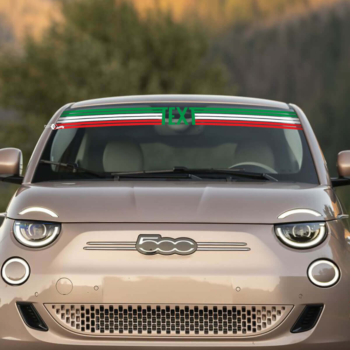 Testo Personalizzato Adesivo Parabrezza Bandiera Italia per Fiat 500