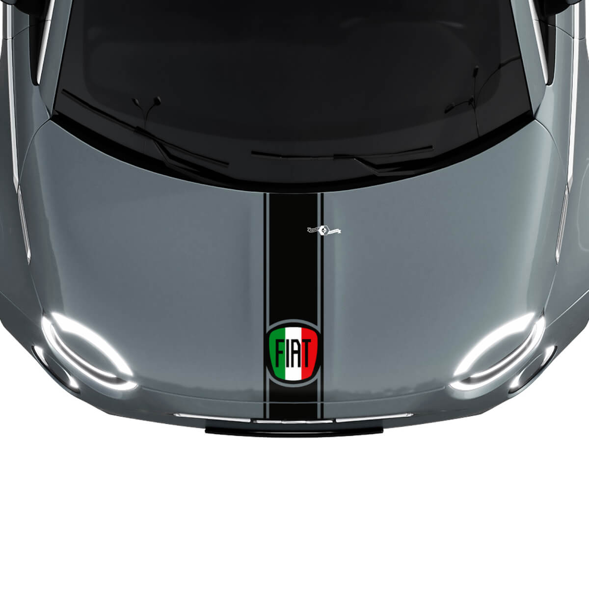 Banda adesiva con grafica della bandiera italiana per cappuccio per Fiat 500
