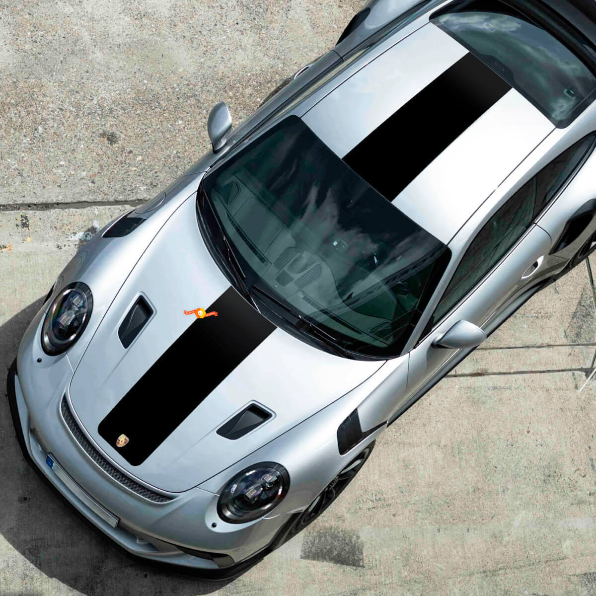 Kit di adesivi in vinile per strisce centrali su cofano e tetto per Porsche 991 GT2 RS