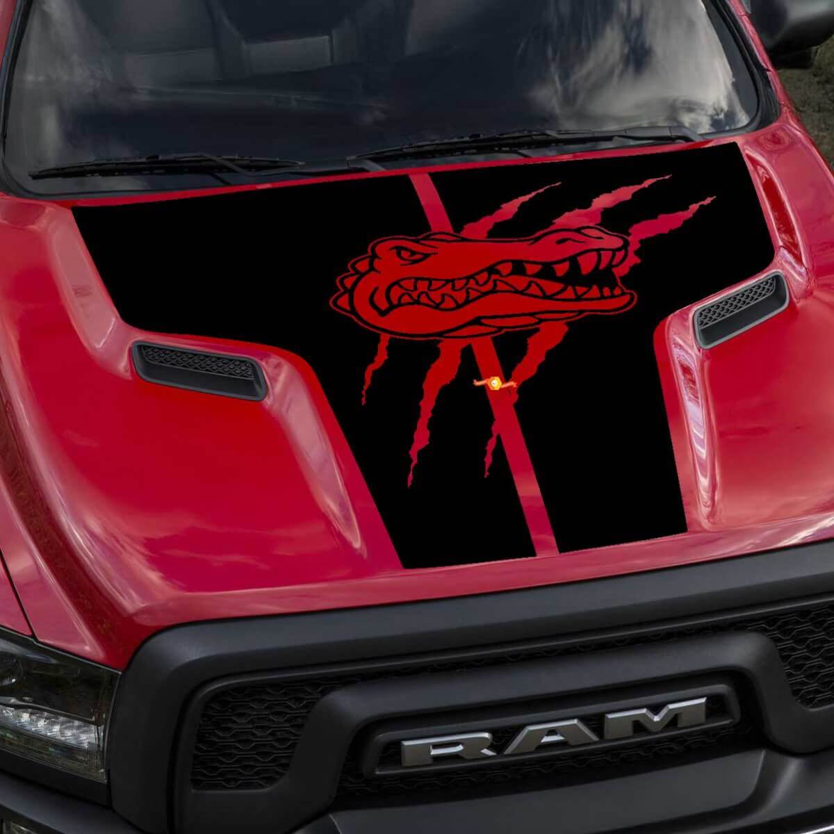 Dodge Ram Gators Rebel Hood Logo Adesivo in vinile per camion Grafica Pick Up Pickup
