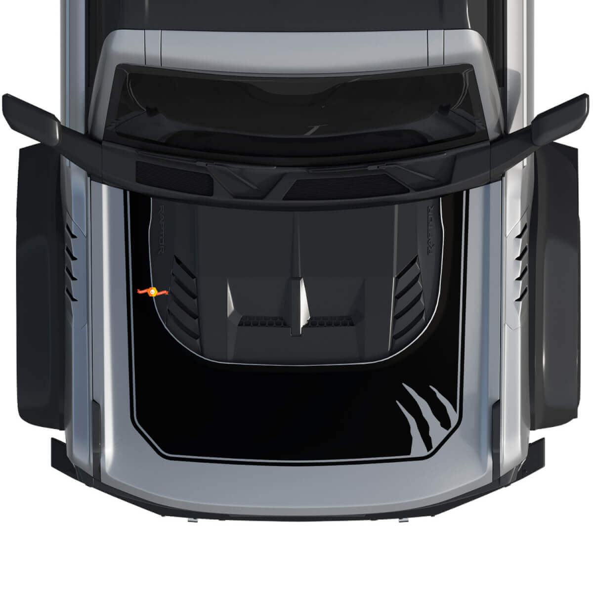 Adesivo grafico avvolgente con artigli di Bronco Raptor per il cofano Ford Bronco
