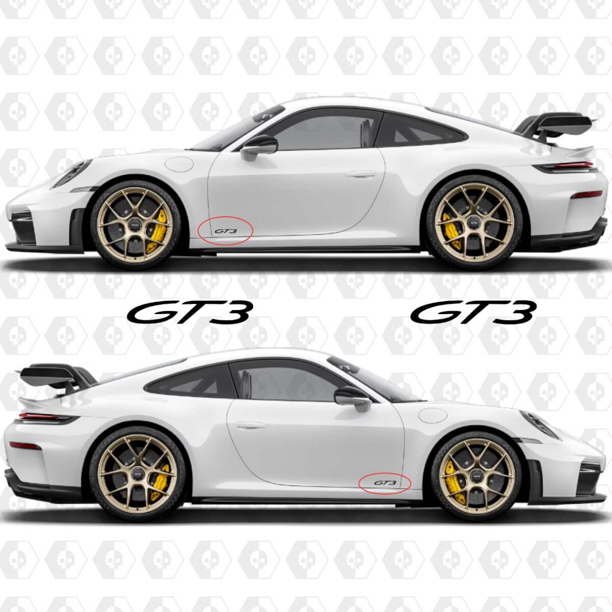 Adesivo Decal GT3 Emblema per la parte posteriore e i lati della Porsche 911 GT3
