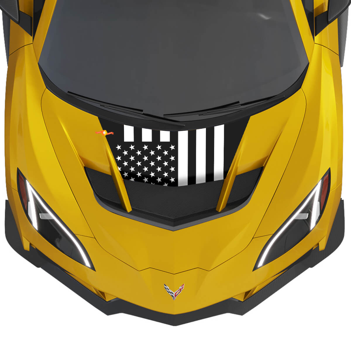 Bandiera degli Stati Uniti Cofano Adesivo in Vinile a 2 colori per Chevy Chevrolet Corvette zr1
