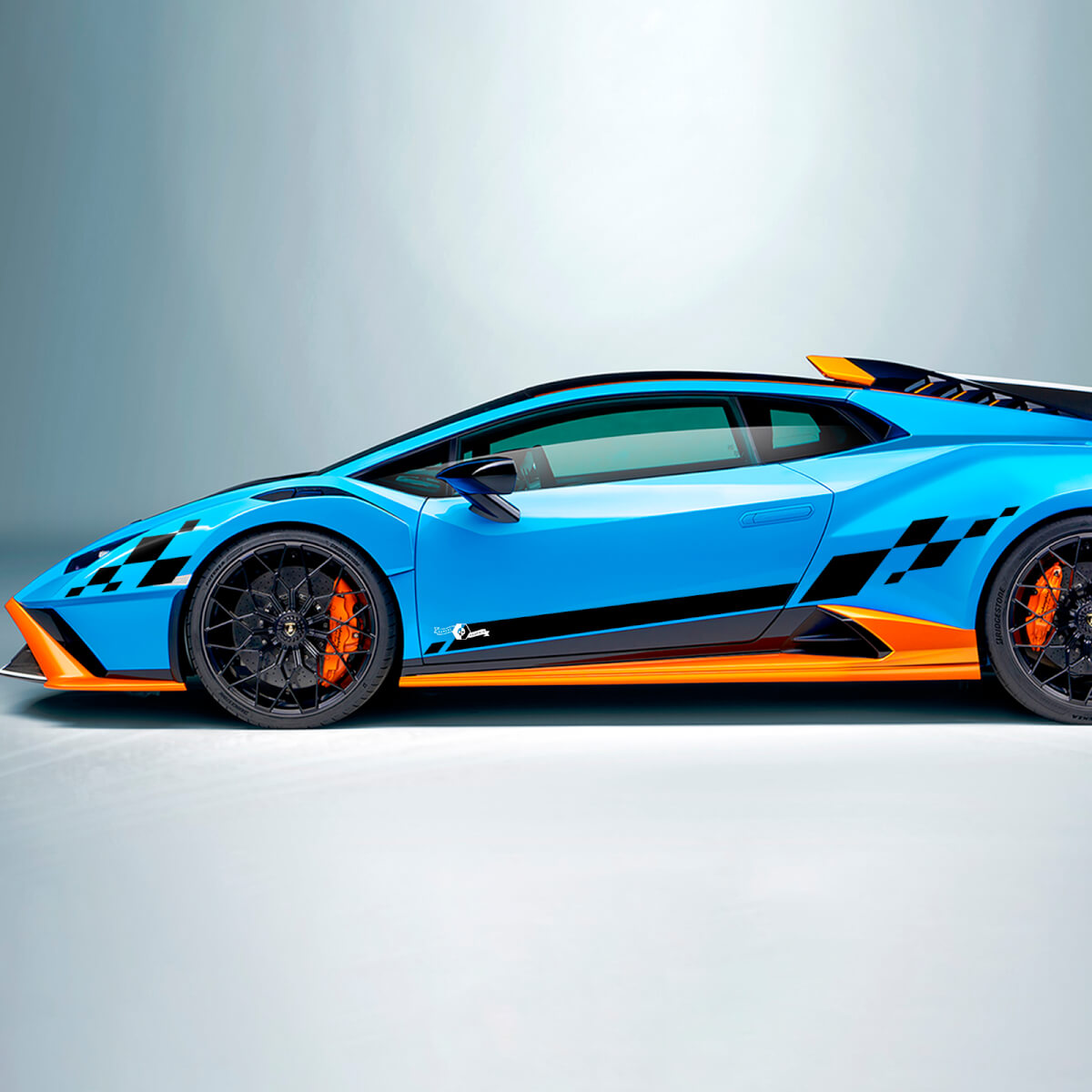 Adesivo in vinile a scacchi per fiancata con bandiera a quadri per Lamborghini STO
