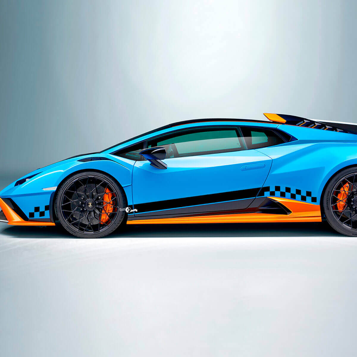 Adesivo in vinile laterale a scacchi con bandiera a quadretti per Lamborghini STO
