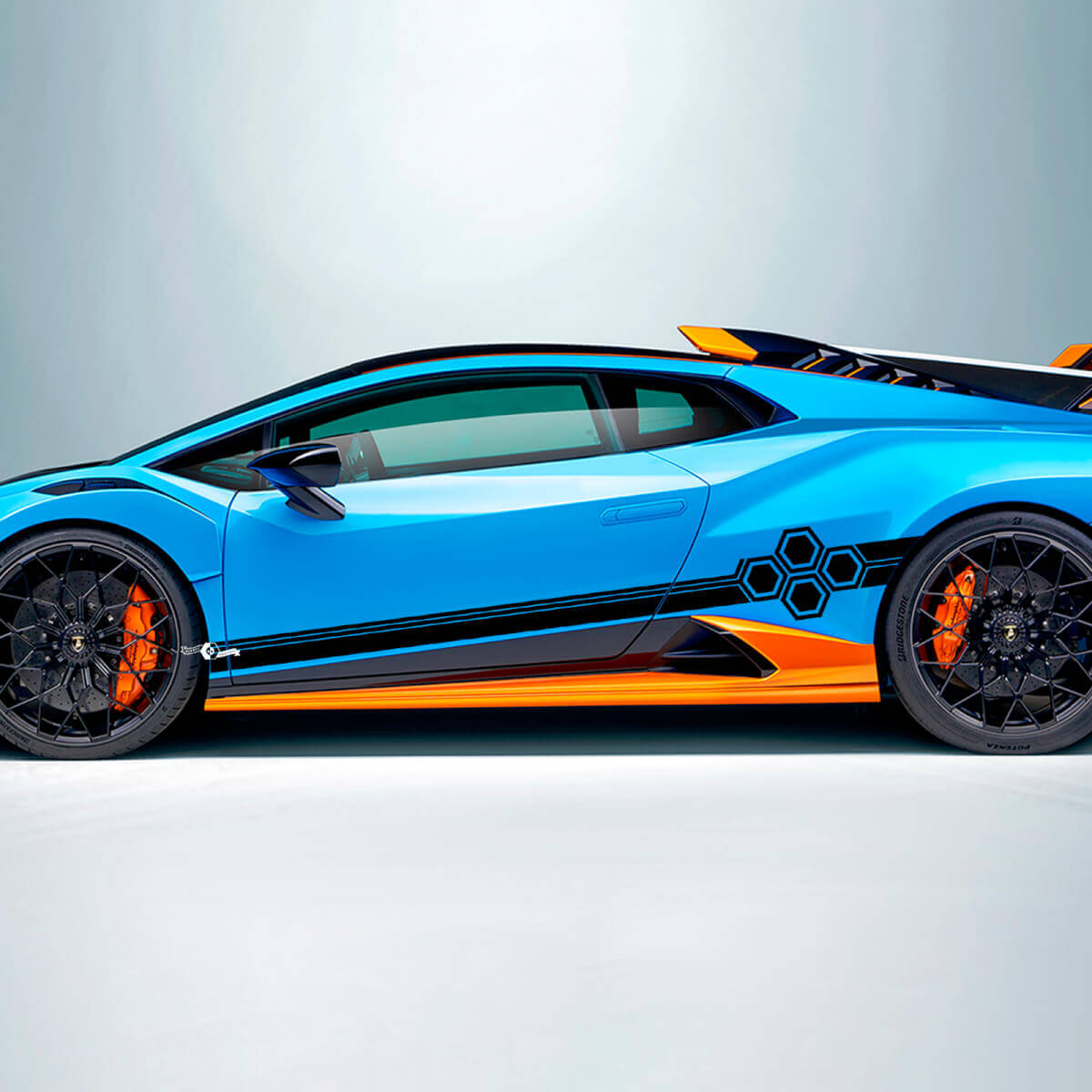 Adesivo in vinile laterale a strisce esagonali per Lamborghini STO
