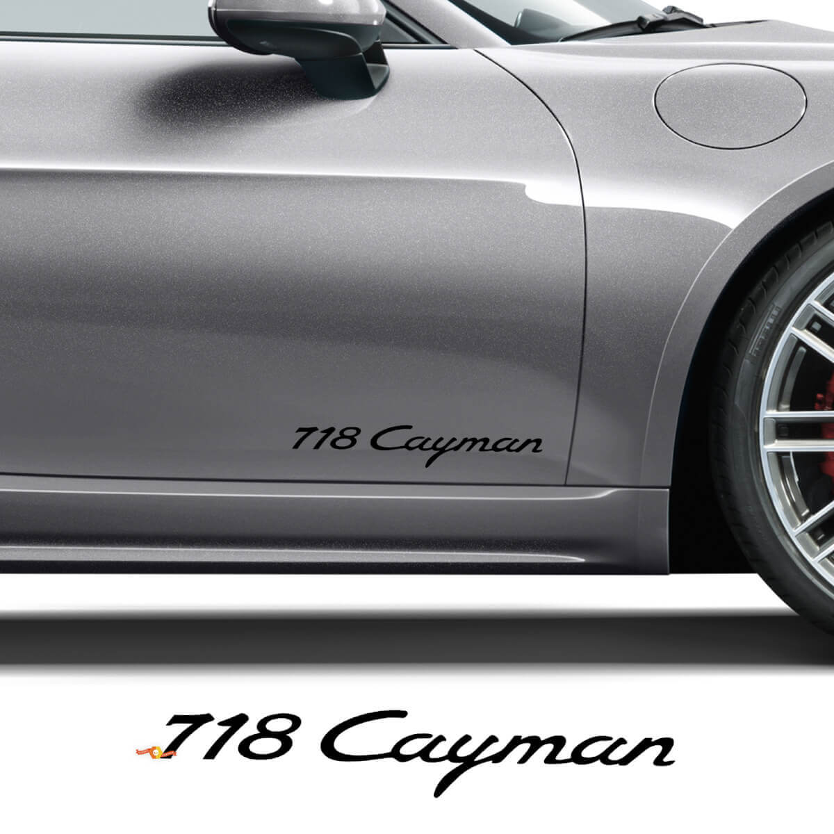 Set di Adesivi in Vinile con Scritta del Marchio per Porte Laterali Porsche 718 Cayman
