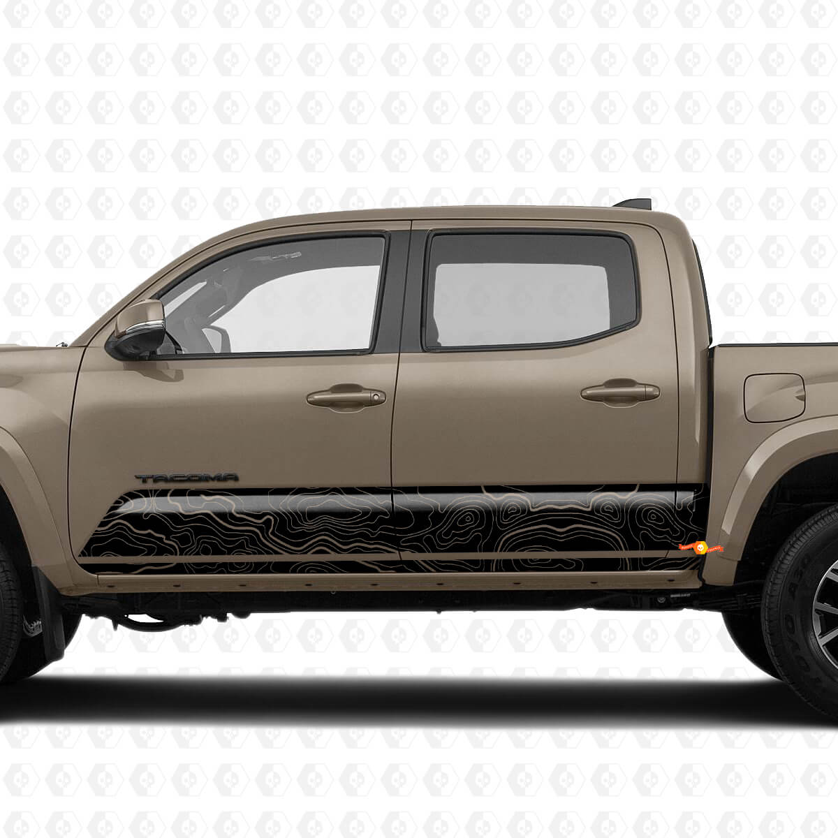 Adesivo in vinile per fiancata con mappa topografica sul pannello laterale adatto a Toyota Tacoma

