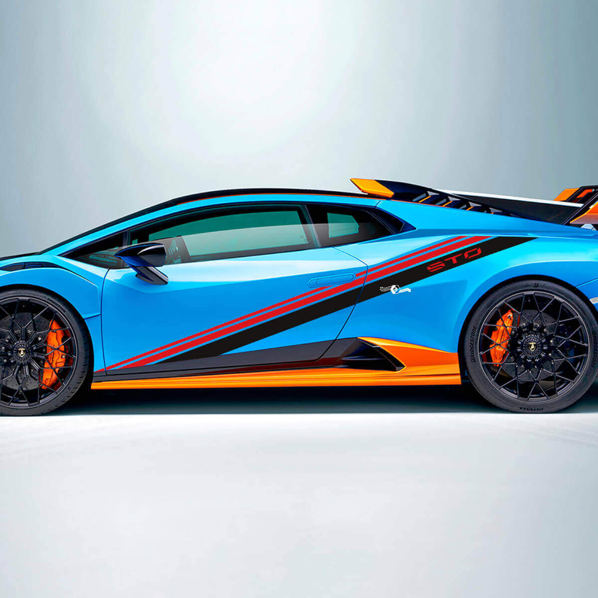 Strisce inclinate da corsa Adesivi adesivi laterali in vinile 2 per Lamborghini STO