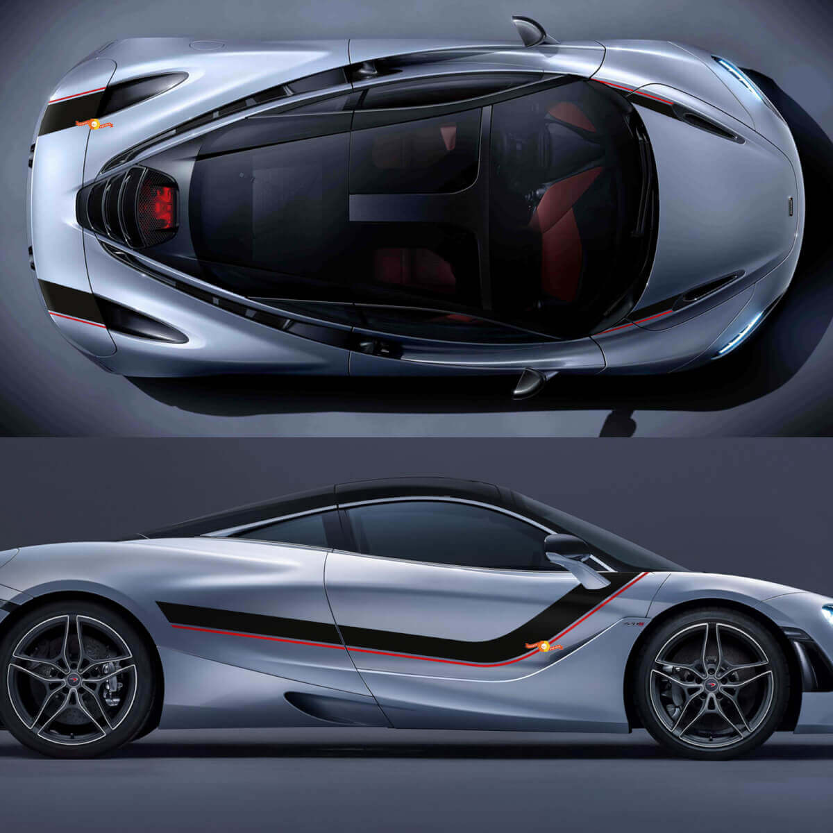 McLaren 720 570 765 Adesivo in vinile per strisce grafiche sul cofano intero
