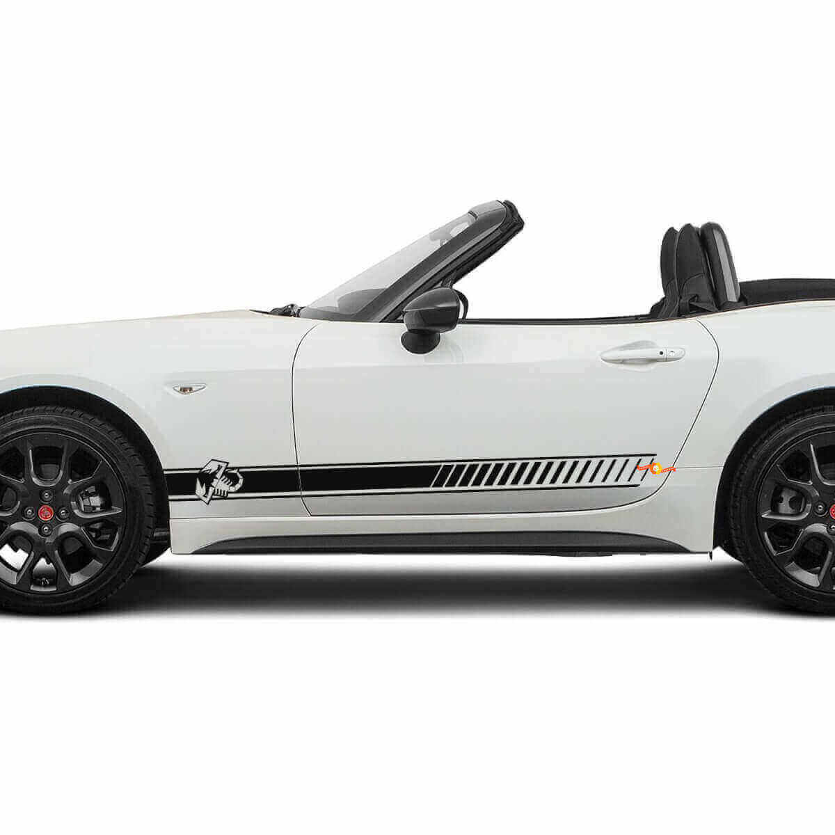 Kit di Adesivi in Vinile Strisce Laterali Racing per Fiat 124 Spider Abarth