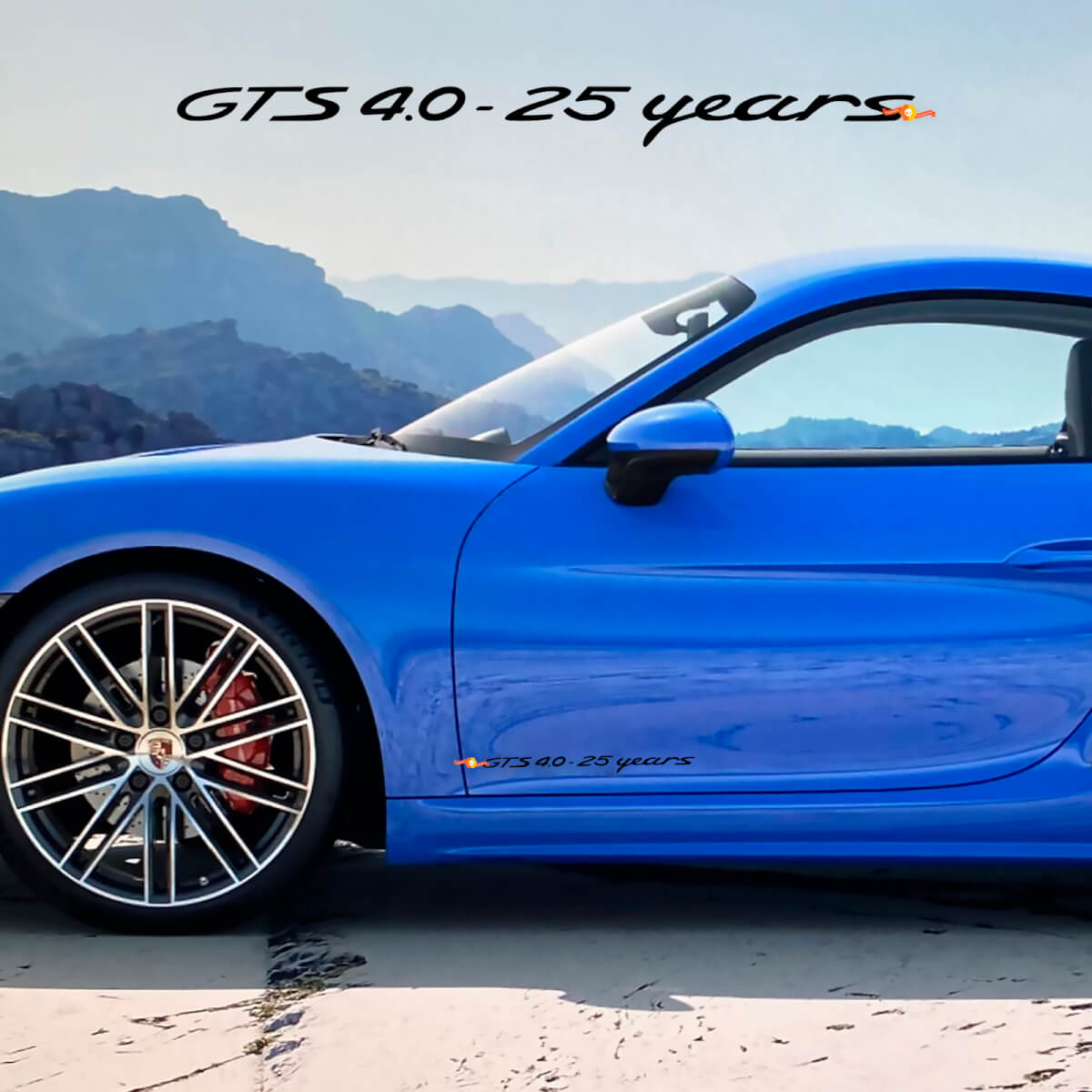 GTS 4.0 - Adesivo Decalcomania Porte Laterali 25 anni per Porsche 718 Cayman GTS 4.0
