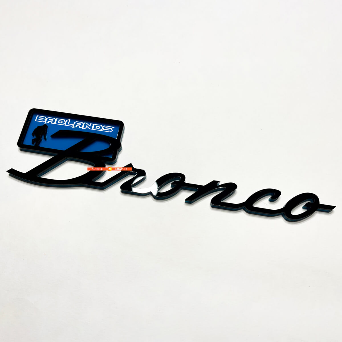 Bronco Badlands Yeti Sasquatch Bigfoot Fender Badges Stemmi portello posteriore 3D Nero vs Blu
