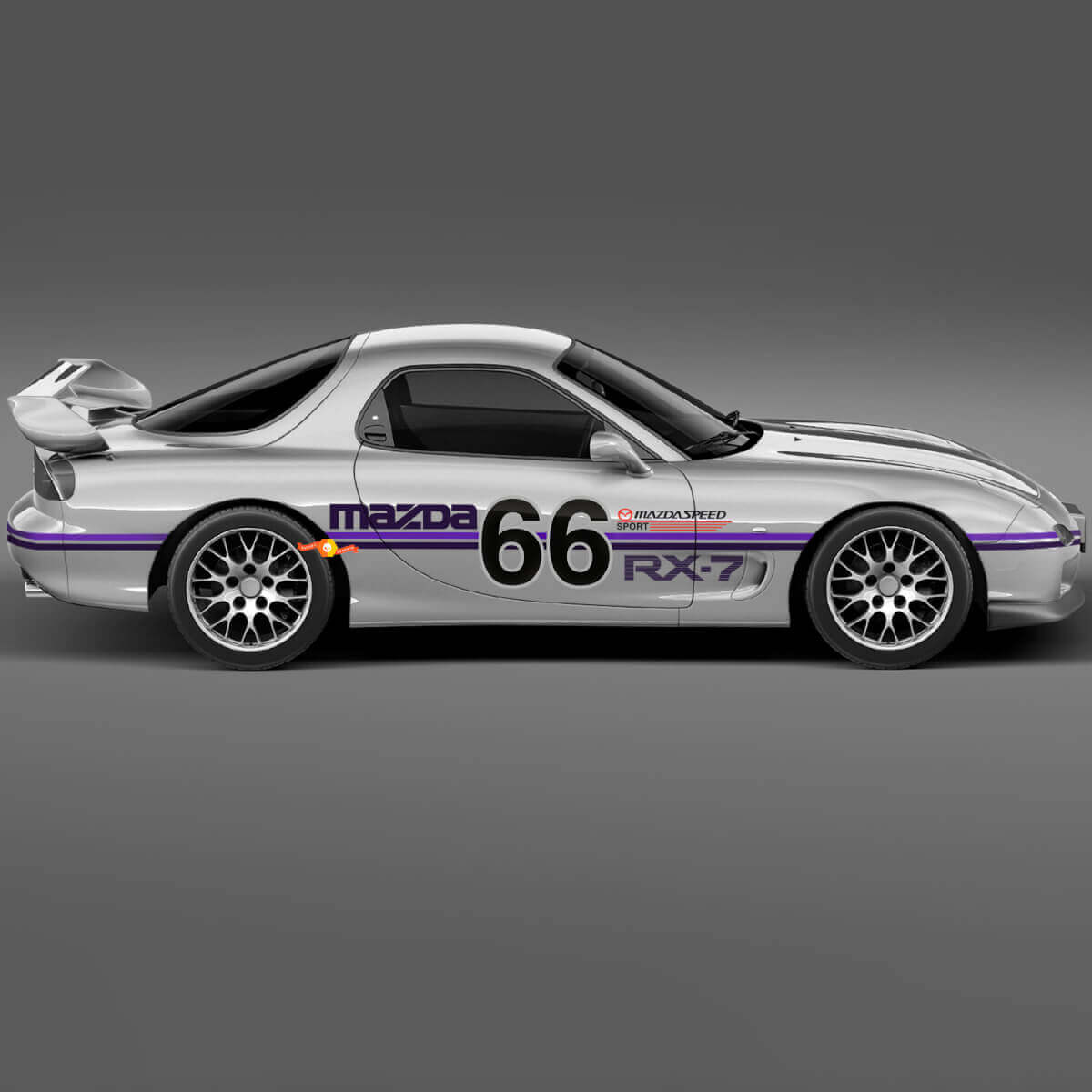 Kit completo di strisce adesive laterali per cofano 66 - Adesivo in vinile personalizzato per Mazda RX-7 Sport
