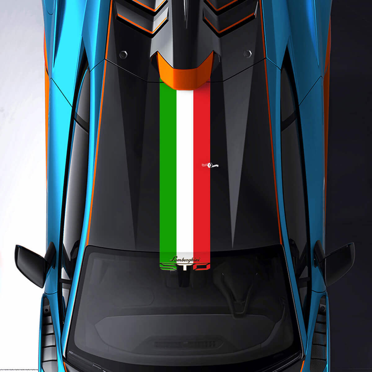 Adesivo in vinile con strisce Stile Bandiera Italiana per tetto e parabrezza Lamborghini Huracán 2021-2024