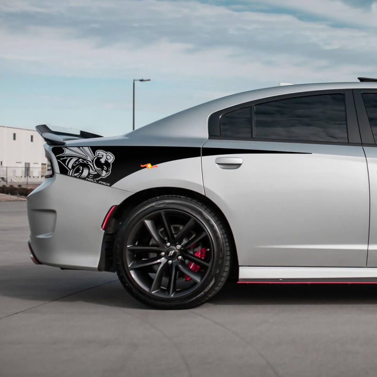 Adesivo in vinile per fiancata posteriore Demon Scat Pack per Dodge Charger